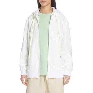 Tibi Womens Zip Up Coated Hooded Jacket Long Sleeve White XS